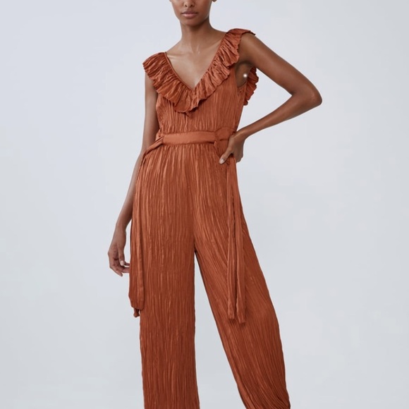 zara wrinkled look jumpsuit